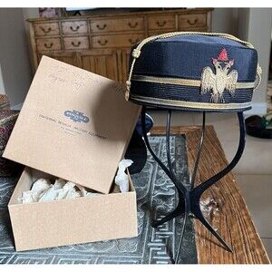 AUTHENTIC B. PASQUALE & CO. 32 DEGREE SCOTTISH RITE MILITARY HAT IN ORIGINAL BOX
